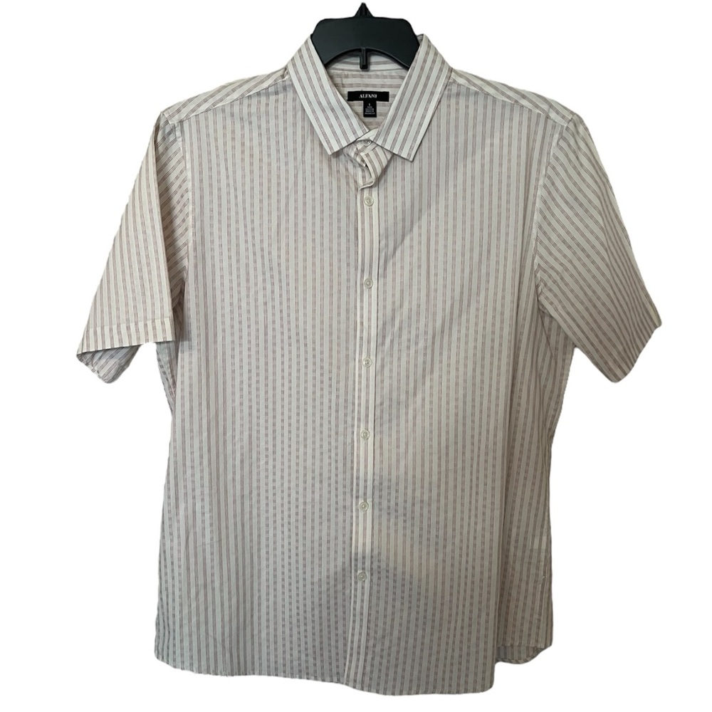 Alfani Men’s large short sleeve button down shirt | Striped 100% cotton shirt